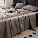 elvesmall Silk Summer Cool Quilt   New Washed Air Conditioning Quilt Ice Silk Summer Quilt Four Piece Bed Sheet and Comforter Blanket