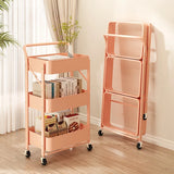 elvesmall Folding Storage Rack Trolley Kitchen Bathroom Bedroom Multi Storey Snacks Shelving Organizer Carts Mobile Trolley Storage Rack