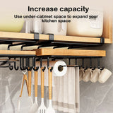 elvesmall  Kitchen Under Cabinet Basket Storage Shelf Cutting Board Rack Kitchen Closet Rack Under Desk Cabinet Office Bathroom Organizers