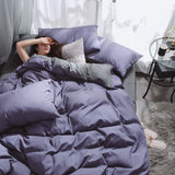 elvesmall Solid Color Bedding Set Duvet Cover Flat Sheet Pillowcases Home Textile Pillowcases For Adults Kids Simple Bed Linen