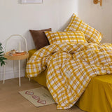 elvesmall Japan Style Plaid Queen Size Duvet Cover Set with Sheets High Quality Skin Friendly Bedding Set King Single Double Bedding Sets