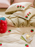 elvesmall  High-end Double Yarn 100% Cotton Bedding Set Lovely Cartoon Embroidery Queen Duvet Covet Set Pure Cotton Air-Permeable Bed Sets