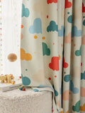 elvesmall 1PC Cartoon Colorful Clouds Of High Quality Kids Blackout Curtains For Bedroom Windows,Cute Cloud Sheer Curtians For Kids Room