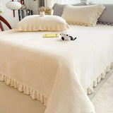 elvesmall  Winter Plush Luxury Bed Sheet Set Home Textiles Korean Simple Solid Colour Double Bedspread Pillowcase 3pcs Queen Bedding Set