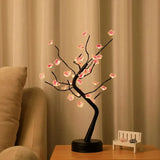 elvesmall Home Decoration USB/Battery Powered Touch Switch Warm White Artificial Bonsai Cherry Blossom Desktop Tree LED Lamp  Night Lamp