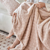 elvesmall  Luxury faux fur winter blanket room decor 3D rose Home bed linen plush sofa blankets Microfiber bedding Plaid quilt Duvet cover