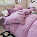 elvesmall INS Style Minimalist Solid Color Duvet Cover Soft Two Person Comfortable Bedding Set Luxurious Hotel Apartment Home Decoration