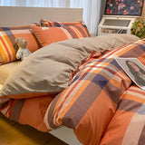 elvesmall  Professional Checkered Retro Grid Comforter Bedding Sets Cotton Bedding Set Bedding Jacquard King Linen Bed Duvet Cover Size