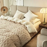 elvesmall  Warmth Duvet Cover Dual Use Blanket Artificial Cashmere Warm Winter Blanket Soft Cozy Fleece Quilt Cover Plush Blankets for Beds