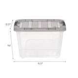 elvesmall 19 Quart Stack & Pull™ Clear Plastic Storage Box with Buckles, Gray, Set of 5