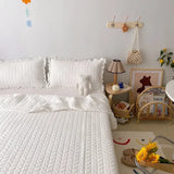 elvesmall  Korean Ruffles Quilted Summer Comforter Set or Single Quilt High Quality Princess Pleated Quilts Soft Skin-friendly Thin Blanket