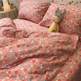 elvesmall Ins Nordic Flower Duvet Cover Set With Pillowcase Fashion Design Bed Flat Sheet Girls Women 3/4pcs Bedding Set Twin Queen Size