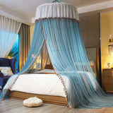 elvesmall Large Space Dome Hanging Mosquito Net Free Install Double Bed Mosquito Net Foldable Princess Style Lace Gauze Bed Curtain