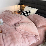 elvesmall Winter Luxury King Queen Size Bedding Set Home Textiles Thickened Warm Plush Duvet Cover Bed Sheet Pillowcase 4pcs Bed Linen Set
