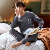 elvesmall  Men Pajamas Suit Pure Cotton Autumn Long Sleeves Breathable Plus-size Sleepwear Male Nightwear Set Spring Winter Gentlemen