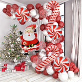 elvesmall 2025 Christmas Theme Decoration Balloon Chain Santa Claus Candy Cane Lollipop Aluminum Film Balloon Latex Balloon Chain