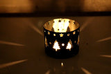 elvesmall 1pcs Perforated Iron Candlestick Vintage Christmas Candle Holder Iron Hollow Snowflake Tree Deer Home Party Candle Stand Table