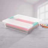 elvesmall Sterilite Large Clip Box, Stackable Small Storage Bin with Latching Lid, Plastic Container to Organize Paper,6-Pack