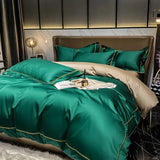 elvesmall  White Egyptian Cotton Bedding Sets Queen King Size Embroidery Duvet Cover Flat/Fitted Sheet Bed Linen Hotel Style Home Textiles