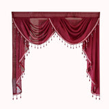 elvesmall White Linen Valance Curtain Head Luxury Beaded Lace Voile Valance Curtain Wavy Curtain Custom Window Panel Drape for Living Room