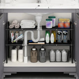 elvesmall  Shelf Under The Sink Flexible Layered Rack Cabinet Organizer Sundries Telescopic Holder Countertop Storage Rack Under Sink Shelf