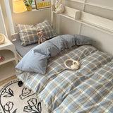 elvesmall  Nordic Wash Cotton Bedding Set Duvet Cover with Pillowcase Bed Sheet Set Comforter Cover Bed Linens Set Single Full Queen Size