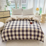 elvesmall Black Buffalo Plaid Cotton Duvet Cover Love Printed Reversible Comforter Covers Only, White Checkered Geometric Nordic Bedding