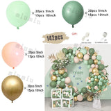 elvesmall Macaron Sage Green Gold Balloon Garland Arch Kit Kids Birthday Wedding Party Orange Latex Baby Shower Decoration Balloons