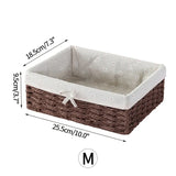 elvesmall Handwoven Storage Baskets Sundries Organizer with Lid Rectangular Cosmetics Box Clothes Laundry Basket Towel Toys Container
