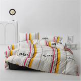 elvesmall Bed Sheet Set Quilt Cover Pillow Case Pure Cotton Printing Four-piece Modern Simple Style Fashion Bedding Set Home Textiles