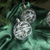 elvesmall 6pcs Transparent White Snow Ball Christmas Balls Pendant Xmas Tree Decoration Clear Baubles Hanging Ornament Home decor New Year