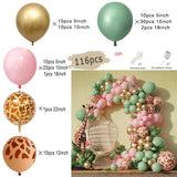 elvesmall Jungle Safari Green Balloon Garland Arch Kit Kids Birthday Party Supplies Deer Pattern Gold Latex Ballons Baby Shower Decoration