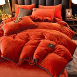 elvesmall Luxury Milk Velvet Ultra-thick Warm Bedding Set for Winter Warmth Skin-friendly Duvet Cover Set King Antistatic Quilt Cover Sets