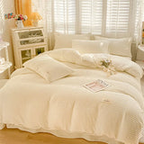 elvesmall  Bubble Yarn Fabric AB Double-sided Bedding Set Soft Double Duvet Cover Set with Sheets Comfortable Breathable Bedding Sets