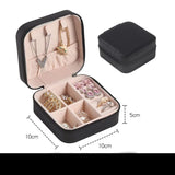 elvesmall Portable Jewelry Box Jewelry Organizer Display Travel Jewelry Case Boxes Button Leather Storage Zipper Jewelers Makeup Organizer
