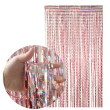 elvesmall  2Pack Foil Curtain Backdrop Silver Metallic Tinsel Foil Fringe Curtains for Birthday Wedding Baby Shower Disco Party Decorations