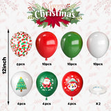 elvesmall Christmas Balloons 12 inch Red Green Confetti Balloons Printed Santa Snowman and Christmas Tree for Christmas Party Decorations