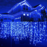 elvesmall  5M Outdoor Waterproof Christmas Garland Curtain String Lights Droop 0.4-0.6m Christmas Lights Outdoor Eaves Garden Lights Decor