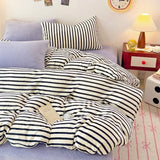 elvesmall 2024 New Milk Fleece Single Bedding Set Thickened Solid Color Warm 220x240 Double Use Quilt Cover Large Size Bedding for Winter