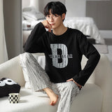 elvesmall  Men Pajamas Suit Pure Cotton Autumn Long Sleeves Breathable Plus-size Sleepwear Male Nightwear Set Spring Winter Gentlemen
