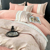 elvesmall Bedding Set French Style Princess 2024 New Thickened Washed Cotton Relief Embroidery Queen King Size High Quality Duvet Cover