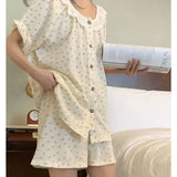 elvesmall Cherry Sleepwear Women Korean Reviews Many Pajama Sets Summer Home Wear Short Sleeve Pyjamas Lace  Two-piece Set Japanese Piiama