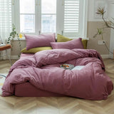 elvesmall  100% Knitted Cotton Comforter Cover Solid Color Duvet Cover Hotel Quality Luxury Bedding Set 1 Duvet Cover with 2 Pillowcases
