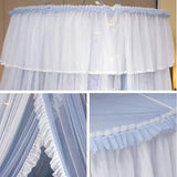 elvesmall Suspended Small Fresh Student Dome Lace Mosquito Net LED Colored Light Tent
