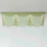 elvesmall  1PC Luxury Green Double Layers Swags Valance Curtain Head for Living Room Bottom Beaded Lace Voile Drape Window Custom #E