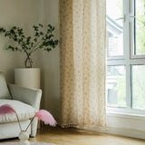 elvesmall Semi Blackout Curtains for Kitchen Living Room Bedroom Home Decoration Curtain Japanese Korean Style Cotton Linen Tassel Print