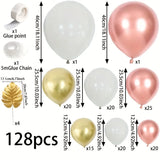 elvesmall 128Pcs Pink Balloon Garland Arch Kit Rose Gold Metallic Latex Balloons Anniversary Birthday Wedding Party Decoration Baby Shower