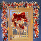 elvesmall Christmas Wreath Rattan Set Christmas Decoration 2025 Red Bow Wreath For Front Door Xmas Decor Flower Garland Outdoor Home Decor