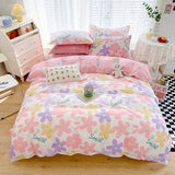 elvesmall Good Quality 100% Cotton Bedding Set: 1 Duvet Cover 2 Pillowcases 1 Sheet, Soft Breathable for Single or Couple Bed, 20 Sizes