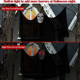 elvesmall Halloween Hanging Skull Ghost Haunted House Decoration With LED Sound Ghost Ornament Indoor Outdoor Bar Halloween Party Decor